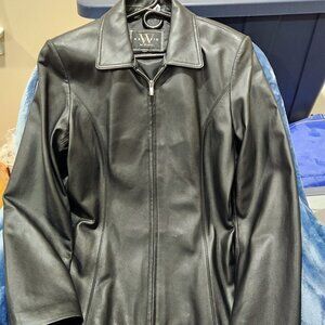 Woman's Leather Zip Up Jacket Coat- New York By Winlit-Vitage 1990's Size L